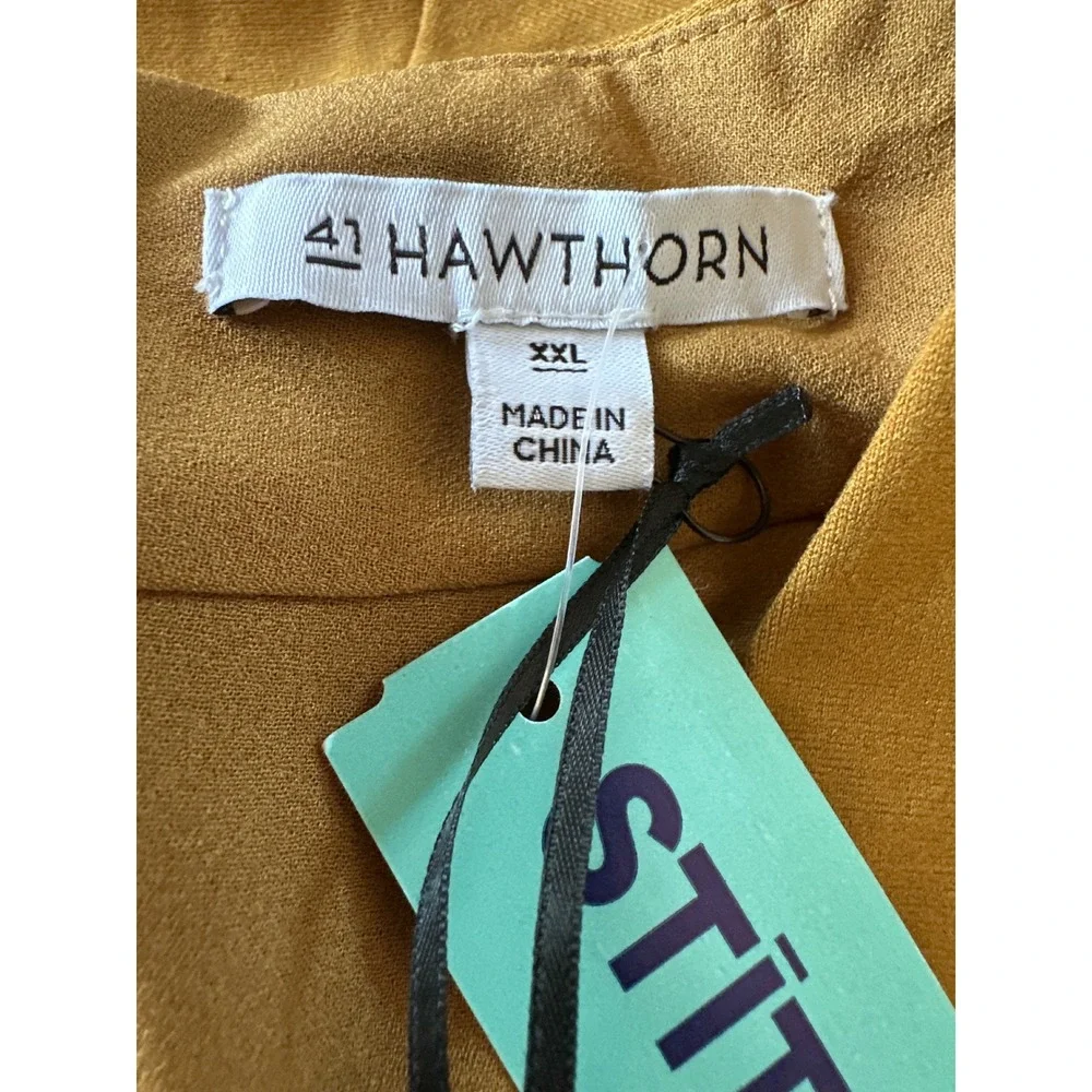 41 Hawthorn Mustard Yellow V-Neck‎ Cap Sleeve Sheath Dress XXL SUG-WGK-70008